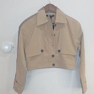 Chic Tan Women's Blazer with Button Accents
